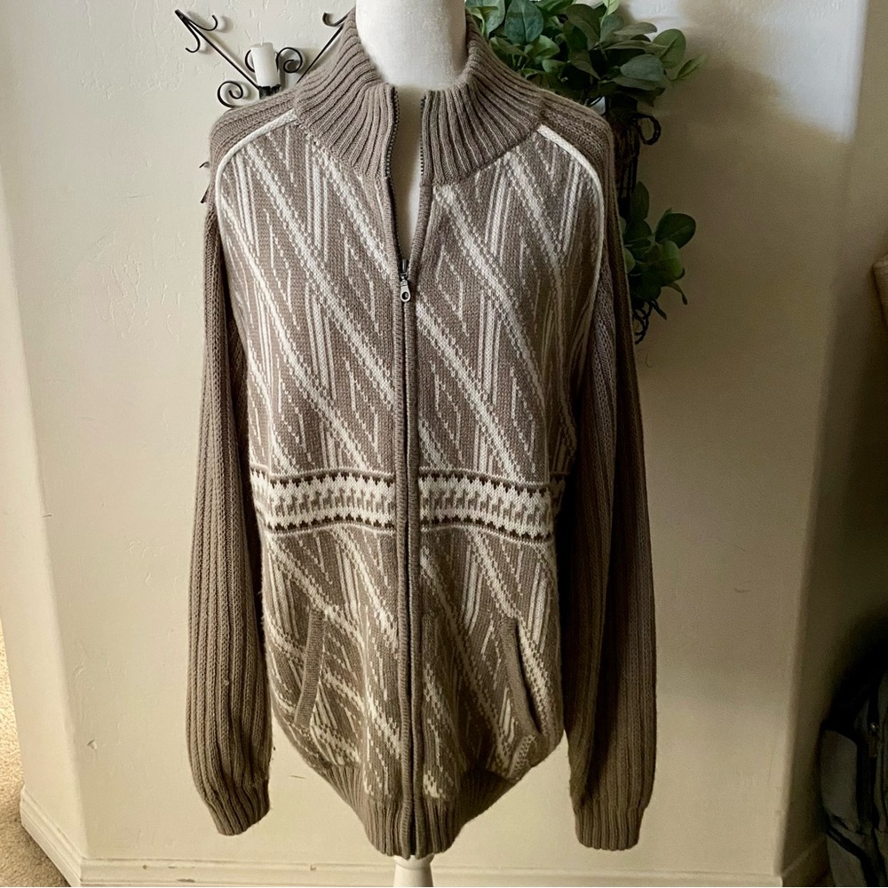 Alpaca Wool Cardigan Full Zip Sweater Women’s XL Neutral Pockets Quality Classic